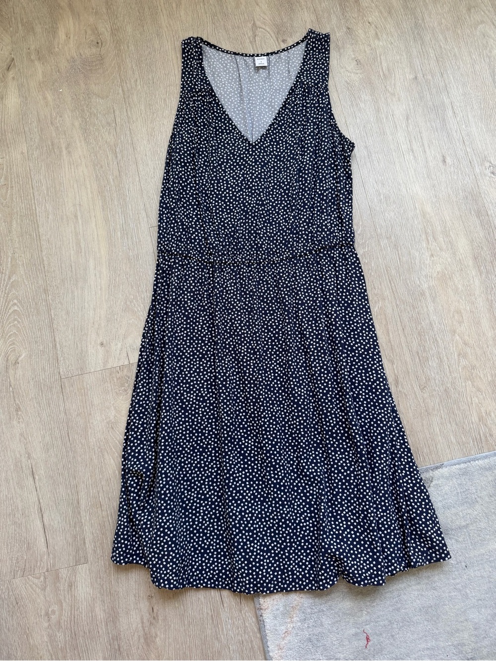 Old Navy Navy and White Polka Dot Midi Dress